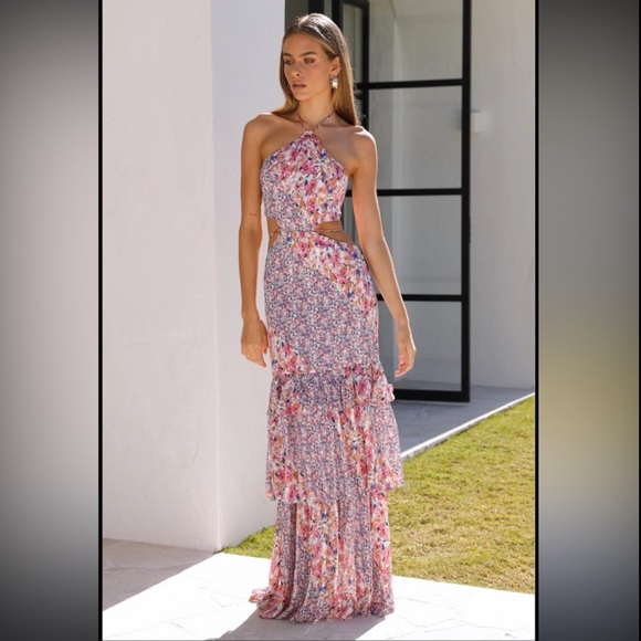 Hello Molly Dresses & Skirts - Hello Molly Pink Floral Halter Maxi Dress